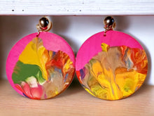 Load image into Gallery viewer, Abstract Handpainted Wood Clip On Earrings, Unique Design
