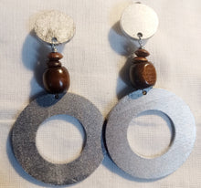 Load image into Gallery viewer, Handpainted Abstract Wooden Clip On Earrings, Large Lightweight Design
