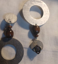 Load image into Gallery viewer, Handpainted Abstract Wooden Clip On Earrings, Large Lightweight Design
