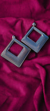 Load image into Gallery viewer, Extra large Hammered Metal Square Clip On Earrings  Silver
