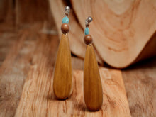 Load image into Gallery viewer, XL Handmade Natural Wood  Boho Clip On Dangle Earrings 7 inch

