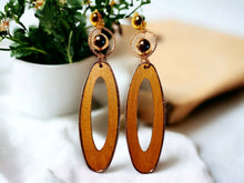 Load image into Gallery viewer, XL Handmade Natural Wood  Boho Clip On Dangle Earrings 6 inch
