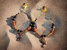 Load image into Gallery viewer, Wood bead hoop Queen Nefertiti Statement Clip On Earrings
