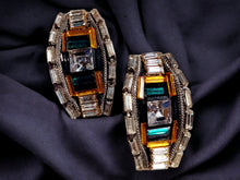 Load image into Gallery viewer, Vintage MJ Hansen Avant Garde Couture Crystal Clip on earrings 1988 super rare
