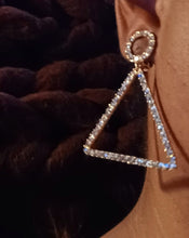 Load image into Gallery viewer, Clip On rhinestone triangle hoop Dangle Earrings
