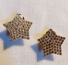 Load image into Gallery viewer, Rhinestone  Star Stud Cluster Clip On Earrings gold
