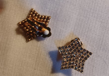 Load image into Gallery viewer, Rhinestone  Star Stud Cluster Clip On Earrings gold
