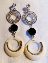 Load image into Gallery viewer, Handmade rhinestone and Acrylic Hoop Clip On Earrings
