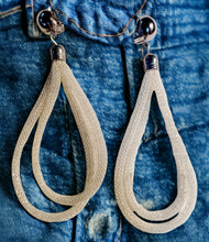 Load image into Gallery viewer, Clip on ivory fishnet and bead multi hoops
