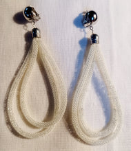 Load image into Gallery viewer, Clip on ivory fishnet and bead multi hoops

