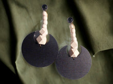 Load image into Gallery viewer, Handmade Natural Wood Geometric Earrings Minimalist (pierced ears) 5 inch
