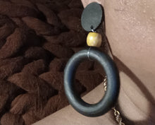 Load image into Gallery viewer, Handmade Wooden Clip On Hoop Earrings, Handpainted Design
