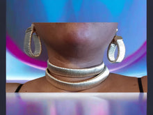 Load image into Gallery viewer, Unique wrap choker Design Statement Necklace Set with Clip On earrings

