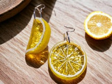 Load image into Gallery viewer, Handmade Lemon Slice Pop Art Acrylic  Earrings (pierced ears)
