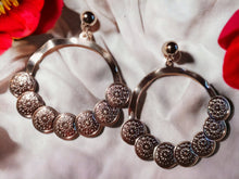 Load image into Gallery viewer, Large Silver Metal Coin Hoop Clip On Earrings
