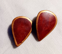 Load image into Gallery viewer, Vintage Handmade Abstract wooden stud  Clip On Earrings 1970s
