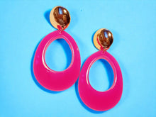 Load image into Gallery viewer, Chunky Handmade Acrylic Hoop Clip On Earrings pink
