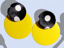 Load image into Gallery viewer, Handmade Velvet half Ball and wood Clip On Earrings
