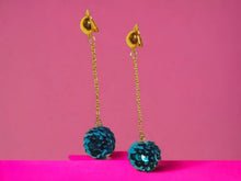 Load image into Gallery viewer, Handmade Sequin Disco Ball Clip On Earrings
