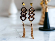 Load image into Gallery viewer, Handmade acrylic and Chain Clip On Earrings 5 inch
