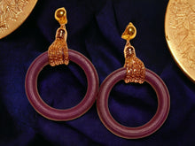 Load image into Gallery viewer, Chunky Wood Hoop Clip On Earrings purple
