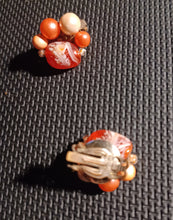 Load image into Gallery viewer, 1960s era Japan Pearl and Glass  cluster Clip On Earrings
