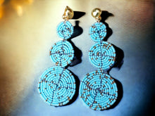 Load image into Gallery viewer, Handmade Maasai Beads Large African Earrings Clip on light blue
