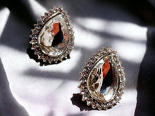 Load image into Gallery viewer, Large Chunky Crystal Stud Clip On Earrings silver
