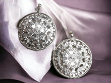 Load image into Gallery viewer, Extra large 5 inch Hammered Metal Disc Clip On Earrings Silver
