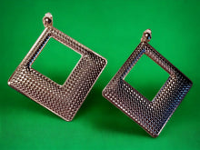 Load image into Gallery viewer, Extra large Hammered Metal Square Clip On Earrings  Silver
