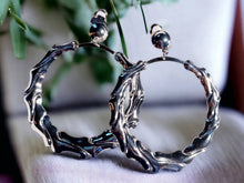 Load image into Gallery viewer, Clip On Large Bamboo Hoop Earrings silver
