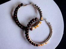 Load image into Gallery viewer, Handmade Natural Wood and crystals handmade Hoop Earrings
