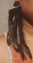 Load image into Gallery viewer, Handmade Feather  Clip On Dangle Earrings Long Style 6 inch
