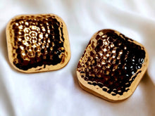 Load image into Gallery viewer, Extra Large Hammered Square Stud Clip On Earrings Xl gold
