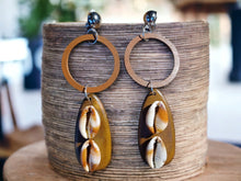 Load image into Gallery viewer, Handmade Natural Wood Boho Clip On Dangle Earrings brown
