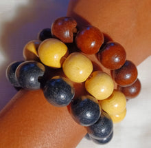 Load image into Gallery viewer, Vintage Chunky Wooden Bracelet of 3
