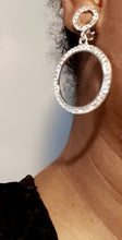 Load image into Gallery viewer, Rhinestone Clip On Hoop Earrings gold small/medium size
