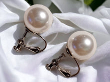 Load image into Gallery viewer, Faux Pearl Clip On Earrings - Silver Screwback Studs
