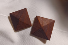 Load image into Gallery viewer, Chunky Wooden Vintage Hand Carved Clip On Earrings
