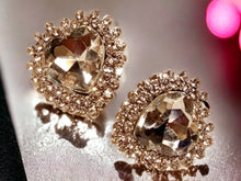 Load image into Gallery viewer, Chunky Crystal Heart Stud Clip On Earrings
