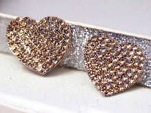 Load image into Gallery viewer, Chunky Crystal Heart Stud Clip On Earrings silver
