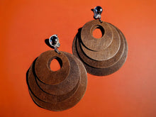 Load image into Gallery viewer, Dark brown Multi Layer Hoop Wooden Clip On Earrings
