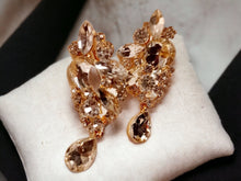 Load image into Gallery viewer, Blingy Runway Chunky gold Metal Rhinestone  Cluster Clip On Earrings

