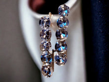 Load image into Gallery viewer, Rhinestone Hoop Dangle Earrings - Silver, Blingy, 3 Inch
