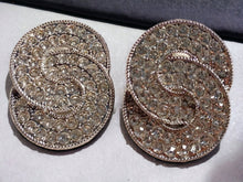 Load image into Gallery viewer, Extra Large and Blingy Runway Rhinestone  cluster Earrings 2.5 inch pierced ears

