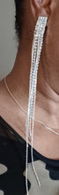 Load image into Gallery viewer, Handmade Runway Rhinestone Clip On Earrings - Extra Long 9"
