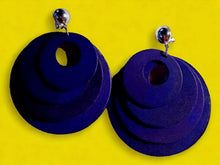 Load image into Gallery viewer, Clip on Multi Layer Wooden Hoop Earrings purple
