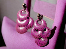 Load image into Gallery viewer, Handmade  handpainted Hammered Metal Disc Clip On Earrings
