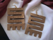 Load image into Gallery viewer, Black Classic Adinkra Symbol Wooden Earrings black
