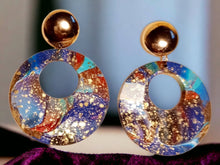 Load image into Gallery viewer, Abstract Handpainted Wooden Earrings, Lightweight Clip On
